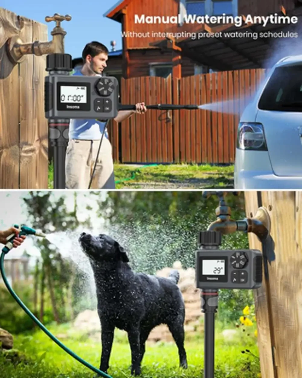 Outdoor Garden Hose Faucet Timer, Programmable Water Sprinkler System with Rain